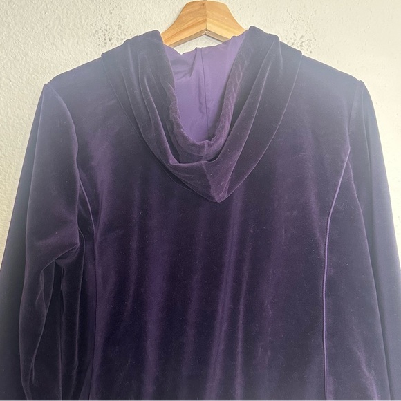 Lauren Ralph Lauren Purple Velvet Full Zip Up Hooded Jacket Womens Size Large - Picture 5 of 10